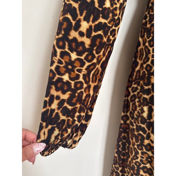 Figue Leopard Animal Print Long Sleeve Maxi Dress Size XL - Picture 3 of 8